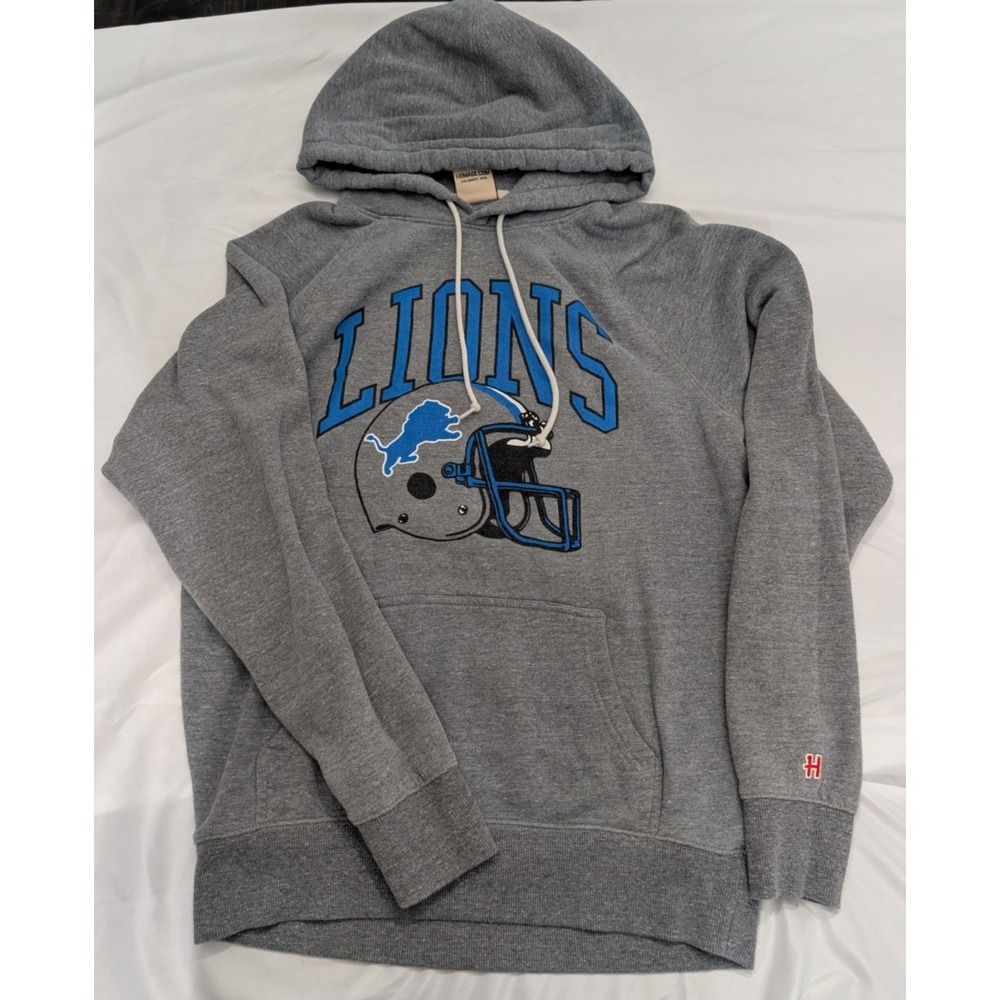 HOMAGE Detroit Lions Graphic Hoodie Sweatshirt Gray Men's Medium NFL Football